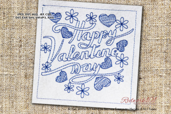 Abstract Design Valentine Day Redwork