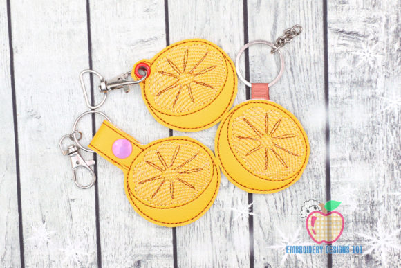 Half Cultted Citron in the Hoop Keyfob