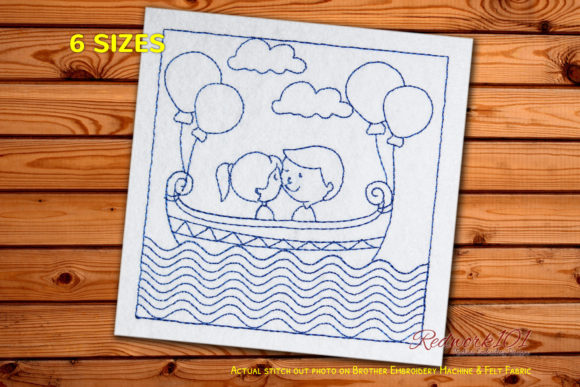 Love Couple Bluework: A Tender Embroidery Design for Meaningful Gifts
