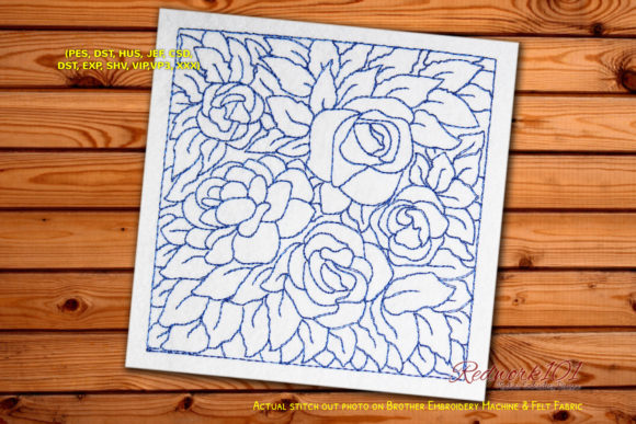 Seamless Rose Flower Pattern Redwork